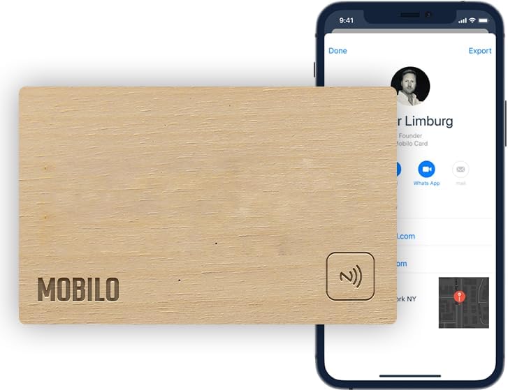 Mobilo Digital Business Card - Tap, Share, Connect - No App Required - Android & Smart Phone - Wood Birch - Image 1